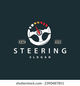 Steering Logo, Simple Vehicle Steering Business Design, Illustration of Racing, Repairing, Training Car Vintage Silhouette