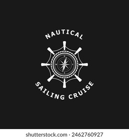 Steering Nautical marine logo design vector