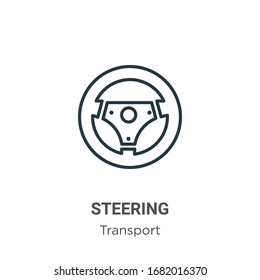 Steering outline vector icon. Thin line black steering icon, flat vector simple element illustration from editable transport concept isolated stroke on white background