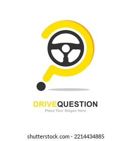 Steering question logo design vector. Suitable for business, transportation, and question mark