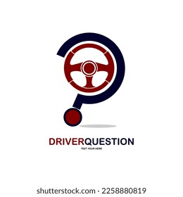 Steering question logo design vector. Suitable for business, transportation, and question mark