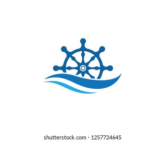 Steering ship icon illustration