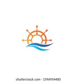 Steering ship logo template vector icon design