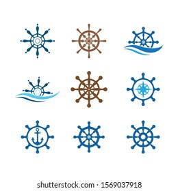Steering ship vector icon illustration design