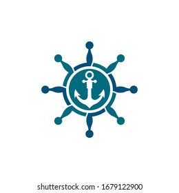 Steering ship vector icon illustration design