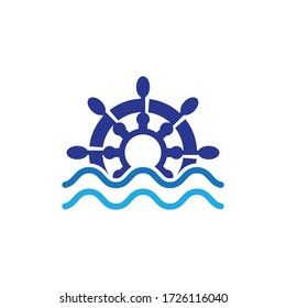 Steering ship vector icon illustration design