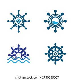 Steering ship vector icon illustration design
