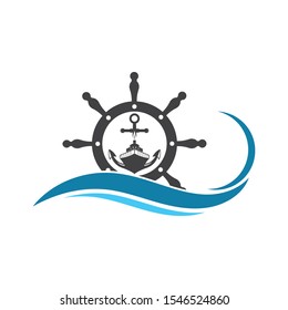 Steering Ship Vector Logo Icon Of Nautical Maritime Design