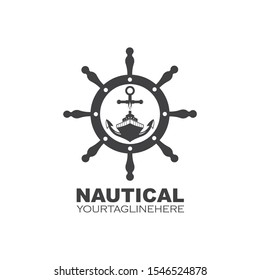 steering ship vector logo icon of nautical maritime design