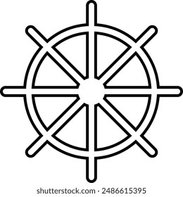 Steering Ship Wheel flach schwarz Vektorgrafik Symbol.