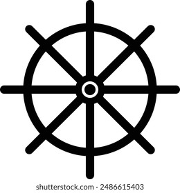 Steering Ship Wheel flat black vector icon.