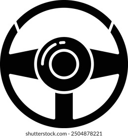 Steering solid glyph vector illustration