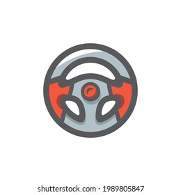 Steering sport wheel Vector icon Cartoon illustration
