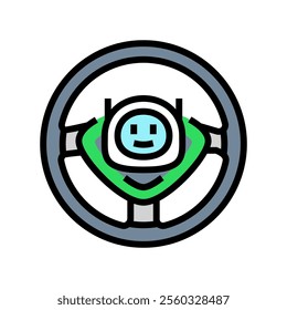 steering wheel with ai color icon vector. steering wheel with ai sign. isolated symbol illustration