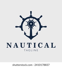 steering wheel anchor nautical logo vector design for use brand company symbol