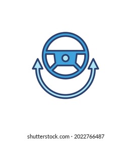 Steering Wheel and Arrow vector blue concept icon or symbol
