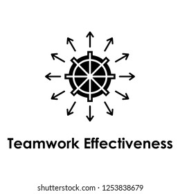 steering wheel, arrows, teamwork effectiveness icon. One of business icons for websites, web design, mobile app
