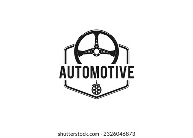 Steering wheel automotive logo design workshop garage service icon symbol