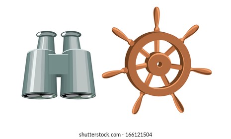 steering wheel and binoculars vector