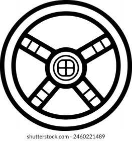 Steering Wheel black line style vector image