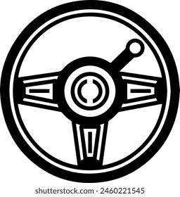 Steering Wheel black line style vector image