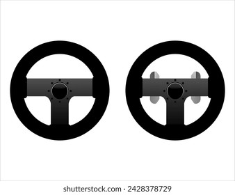 steering wheel black paddle shift vector