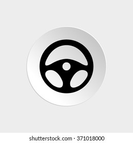 steering wheel  - black vector icon