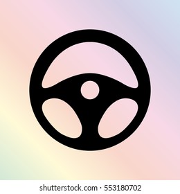 steering wheel  - black vector icon