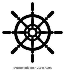 Lenkrad - schwarze Vektorsilhouette für Logo oder Piktogramm. Lenkrad einer Yacht oder eines Schiffes - schwarze Silhouette für Ikone oder Zeichen. Yachting