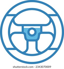 Icono azul del volante de la dirección - Icono único, vector