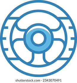 Steering Wheel Blue Icon - Single Icon, Vector