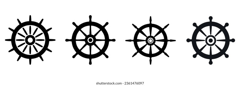 Steering wheel.Set of boat steering wheel in flat style. Vector illustration