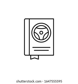 Steering wheel, book icon. Simple line, outline vector elements of driving school icons for ui and ux, website or mobile application