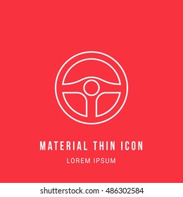 Steering Wheel Bright red material designed line thin flat icon / logo