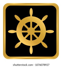 Steering wheel button on white background. Vector illustration.