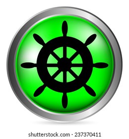 Steering wheel button on white background. Vector illustration.
