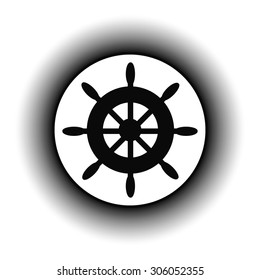 Steering wheel button on white background. Vector illustration.