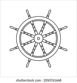 Steering Wheel Captain Boat Ship Yacht Compass Transport icon vector illustration on white background. eps 10