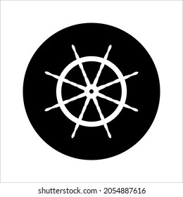 Steering Wheel Captain Boat Ship Yacht Compass Transport icon vector illustration on white background. eps 10