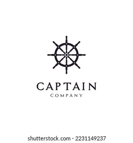 Schiffskapitän-Yachtkompass-Logo-Design-Vintage für Lenkrad-Kapitän