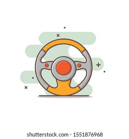 steering wheel car cartoon vector illustration