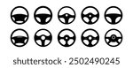 Steering wheel car flat icon set isolated on a white background. Vector element. Vector illustration