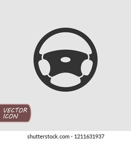 Steering wheel car icon in trendt flat style. Vector illustration.