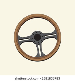 Steering Wheel Cartoon Icon Illustration