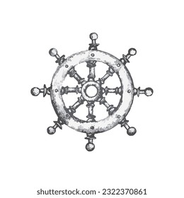 steering wheel chest illustration, steering wheel drawing, sea, elements, marine illustrations, sea, ocean, water, steering wheel tattoo