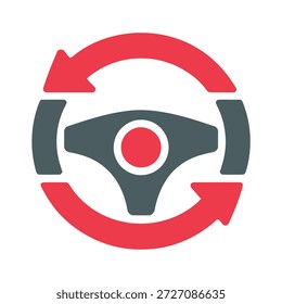 Lenkrad mit kreisförmigen Pfeilen, die das Symbol für die Dreh- und Bewegungssteuerung anzeigen