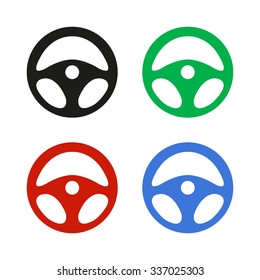 steering wheel - color vector icon