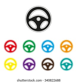 steering wheel - color vector icon
