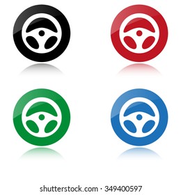 steering wheel - color vector icon