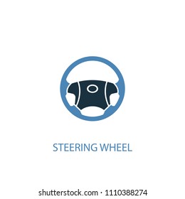 steering wheel concept 2 colored icon. Simple blue element illustration. steering wheel concept symbol design from Car service set. Can be used for web and mobile UI/UX